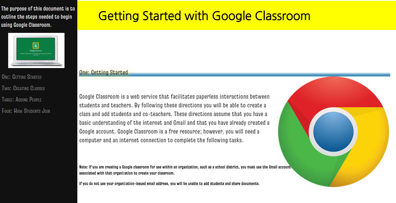 Getting Started with Google Classroom Help Document