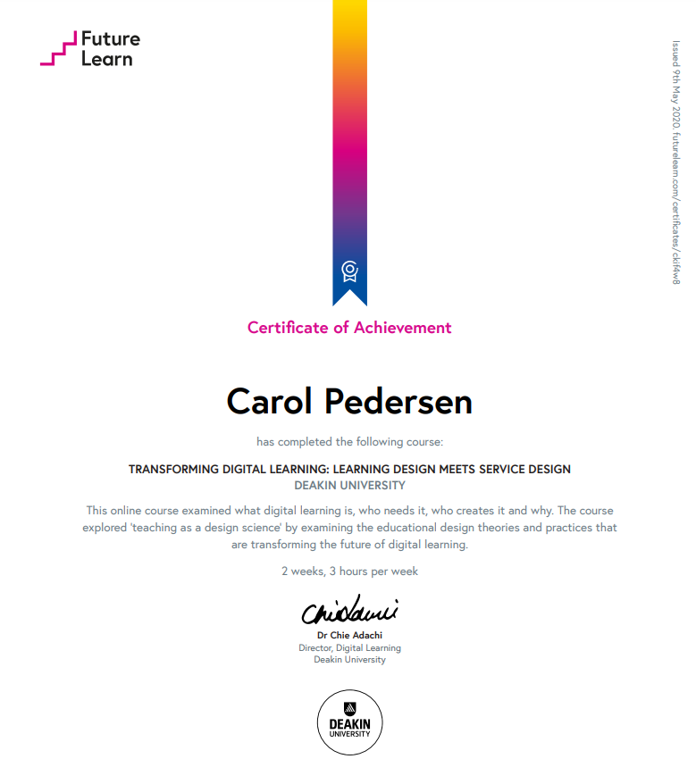 Transforming Digital Learning Certificate