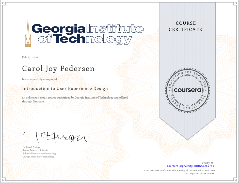 Introduction to UX Design Certificate