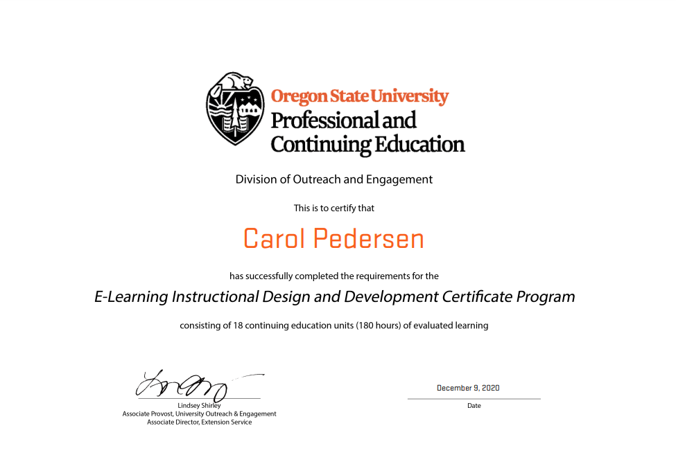 E-Learning Instructional Design and Development Certificate